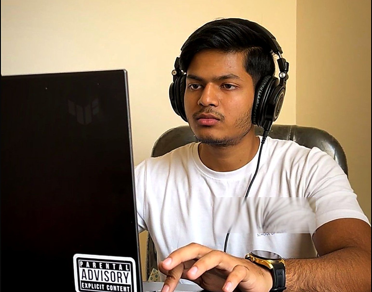 Bishal Mallick, aka BishOP, at work in the studio